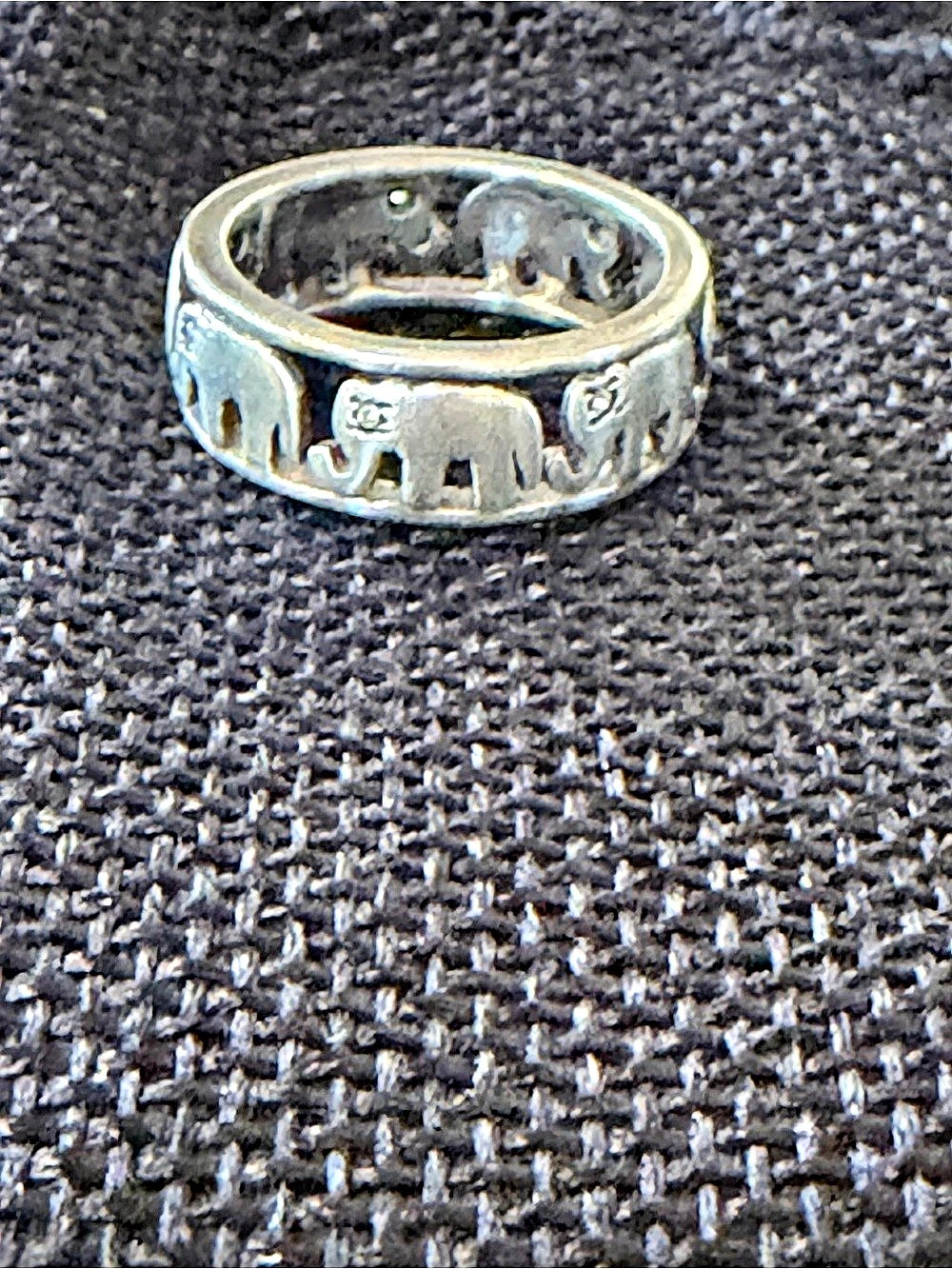 Sterling Silver 925 Elephant Band Ring Size 7 Animal Theme Boho Jewelry #385